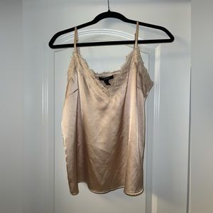 Forever 21, Satin Lace Tank, Color: Champagne, Size: L